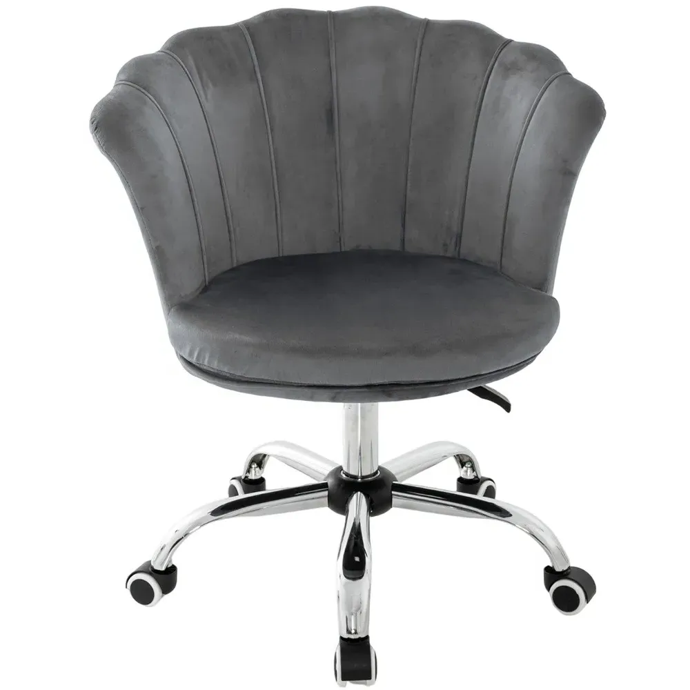 Office Chair with Wheels - Grey, Velvet
