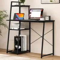 Office Desk with Bookshelf and Host Stand - Black