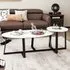 Oval and Round Coffee Table Set of 2 - White, Faux Marble