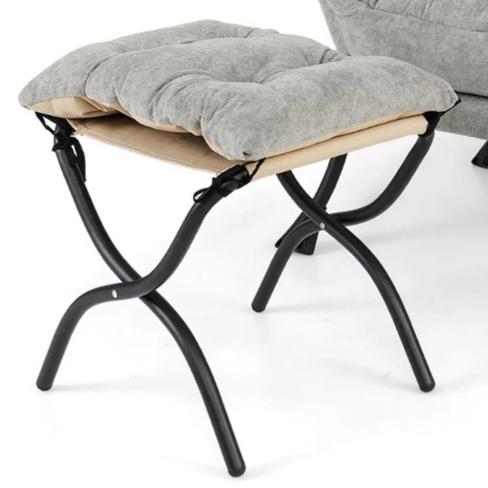 Oversized Lounge Chair with Footrest - Grey, Sherpa