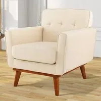 Padded Accent Armchair - Beige, Wood