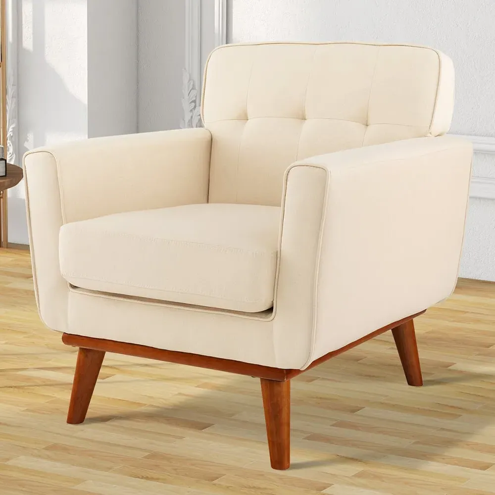 Padded Accent Armchair - Beige, Wood image