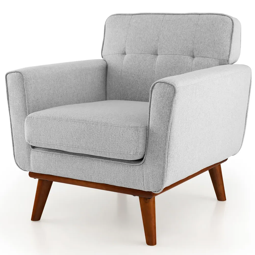 Padded Accent Armchair - Grey, Wood