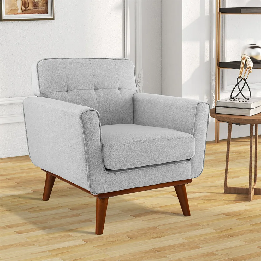 Padded Accent Armchair - Grey, Wood