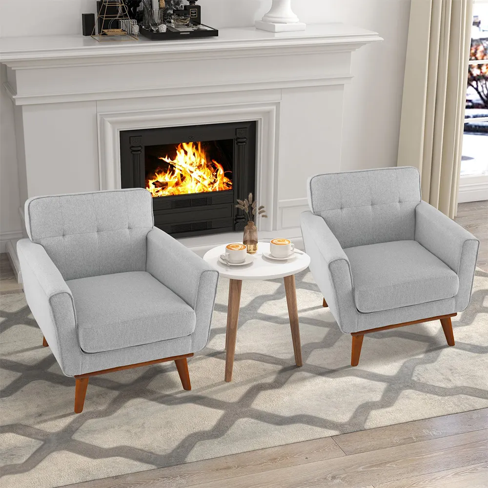 Padded Accent Armchair - Grey, Wood