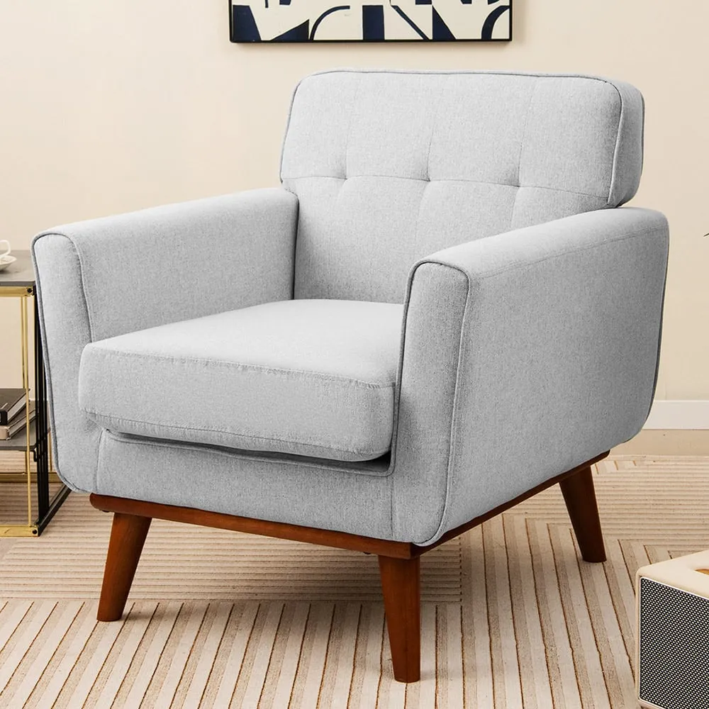 Padded Accent Armchair - Grey, Wood