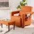 Padded Accent Chair with Footstool - Orange, Fabric