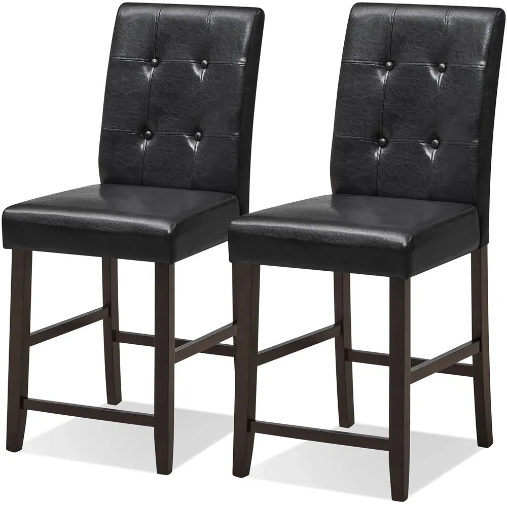 Padded Bar Stool Set of 2 - Black
