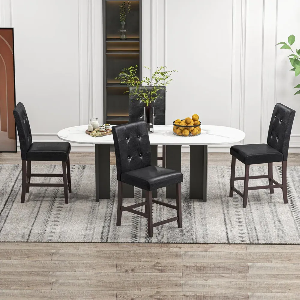 Padded Bar Stool Set of 2 - Black