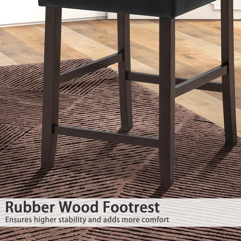 Padded Bar Stool Set of 2 - Black