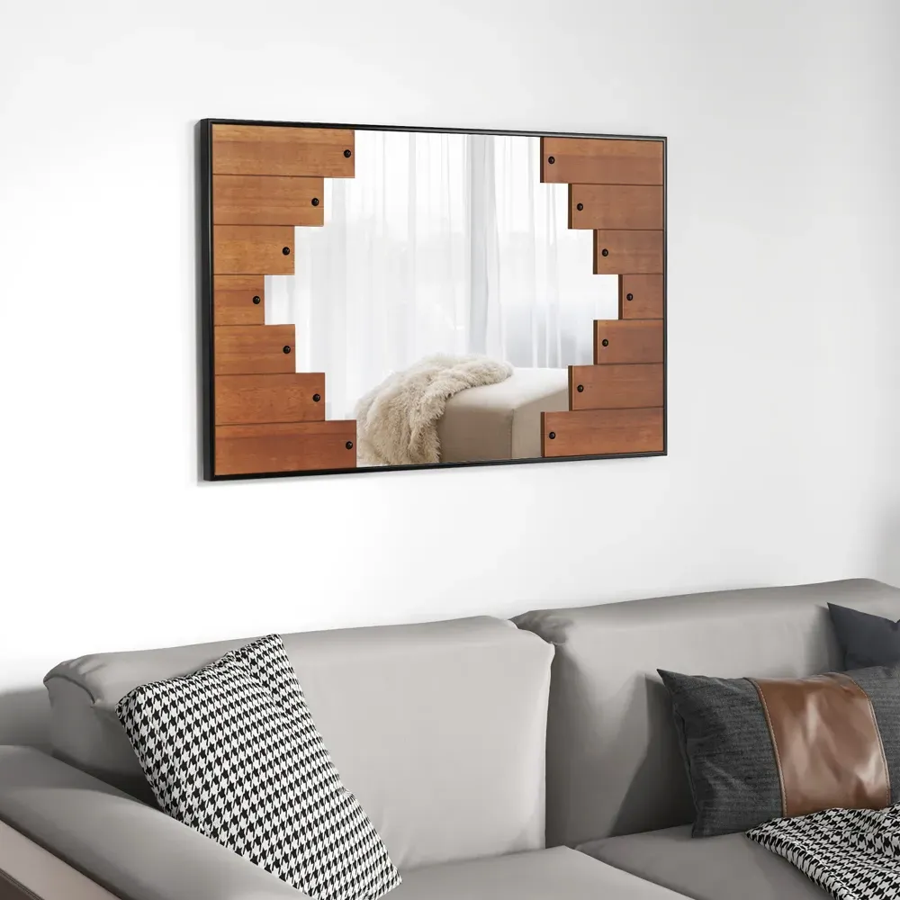 Piano Key Frame Rectangle Wall Mirror - Black