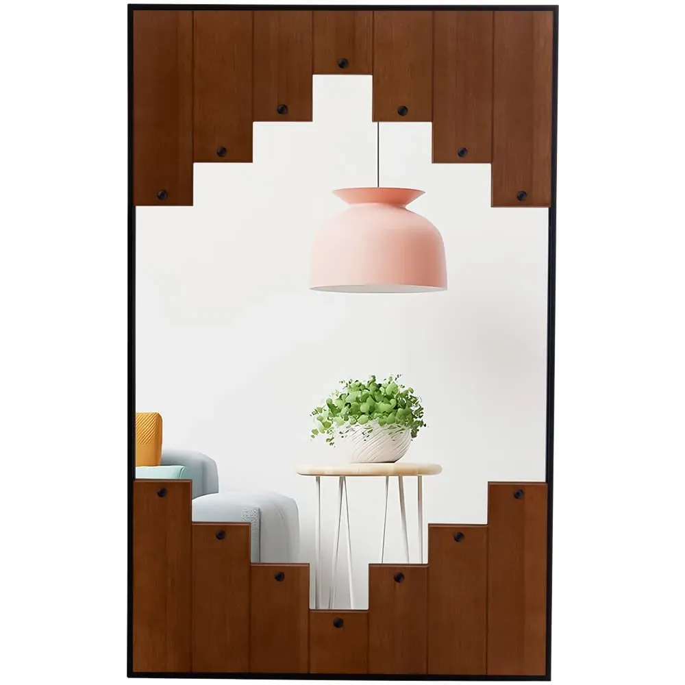 Piano Key Frame Rectangle Wall Mirror - Black image