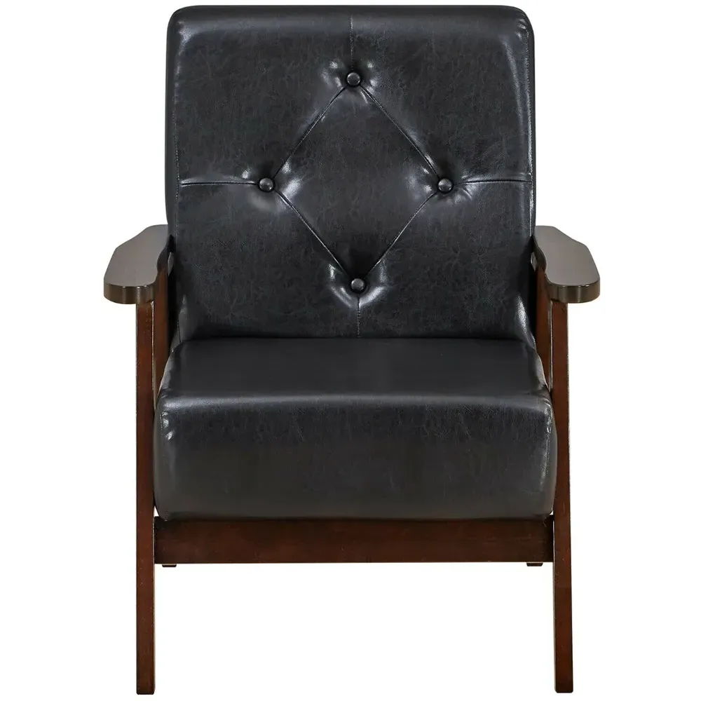 PU Leather Accent Sofa Chair - Black