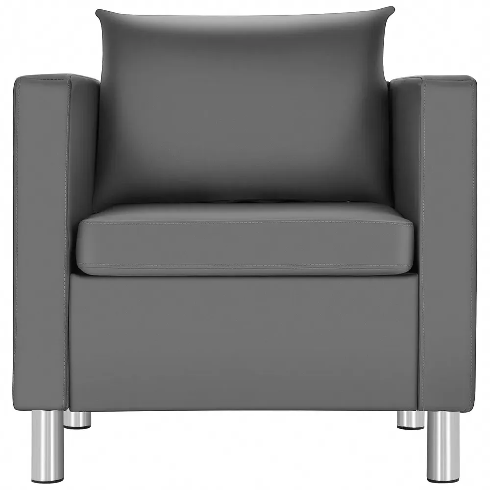 PU Leather Tub Chair with Pillow - Black