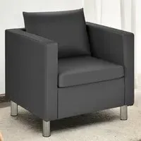 PU Leather Tub Chair with Pillow - Black