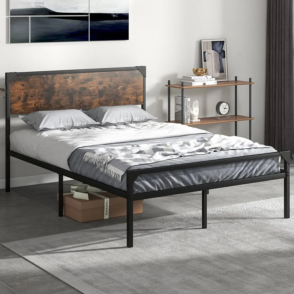 Queen Size Metal Platform Bed Frame with 9 Support Legs