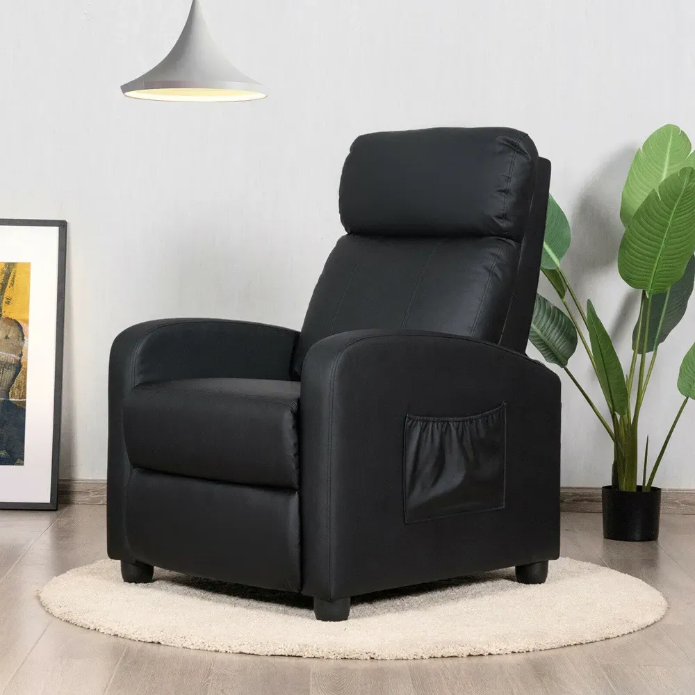 Recliner Chair with Adjustable Backrest - Black
