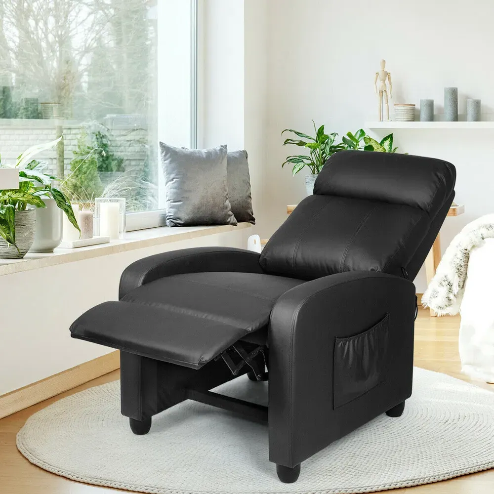 Recliner Chair with Adjustable Backrest - Black