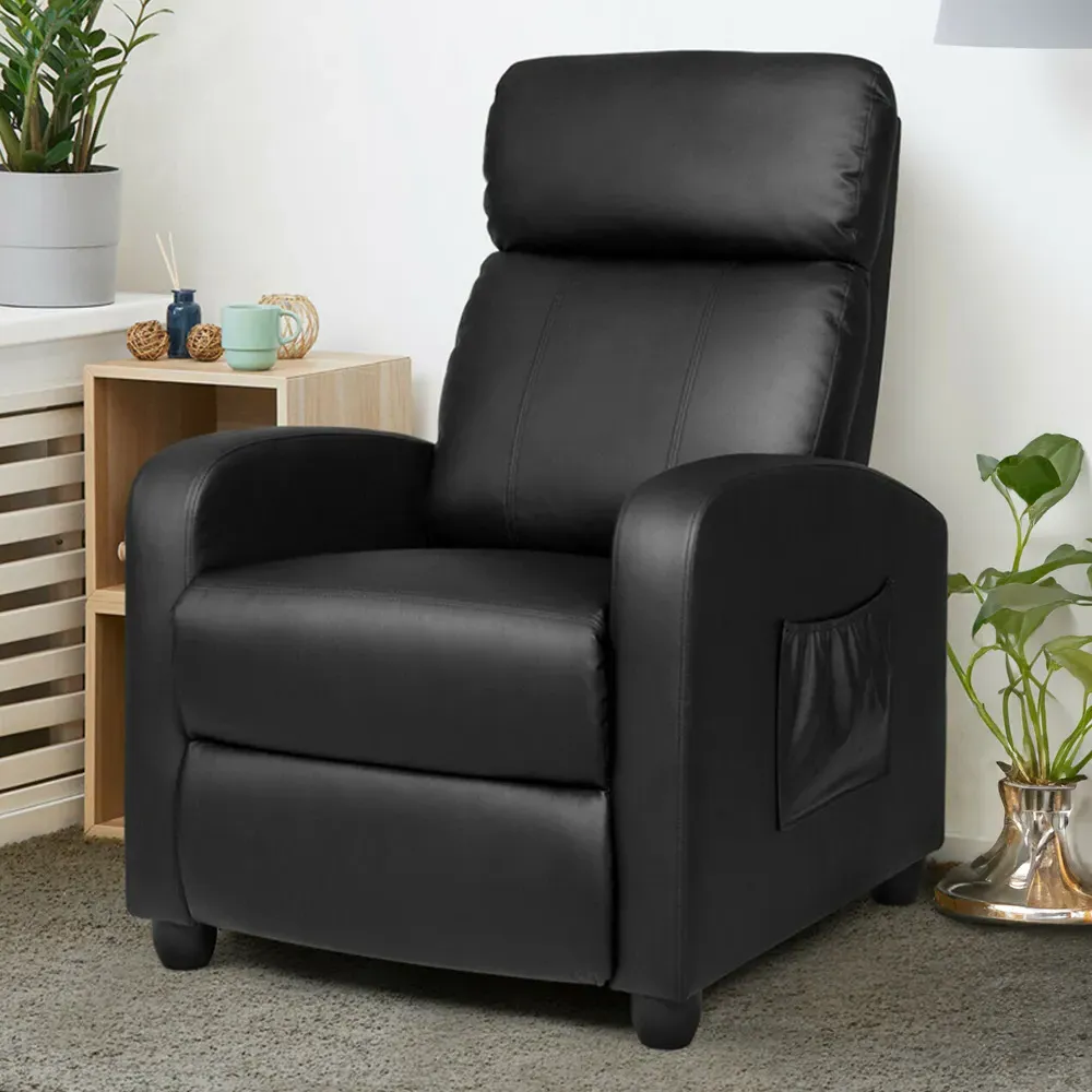 Recliner Chair with Adjustable Backrest - Black