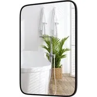 Rectangle Bathroom Wall Mirror with Shatter Proof Film - Black