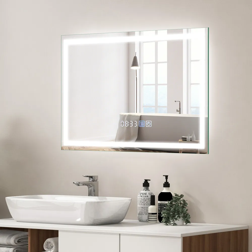 Rectangle LED Wall Mirror with Anti-Fog - Silver