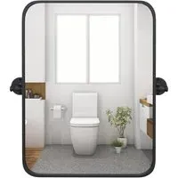 Rectangle Pivot Wall Mounted Mirror - Black, Metal