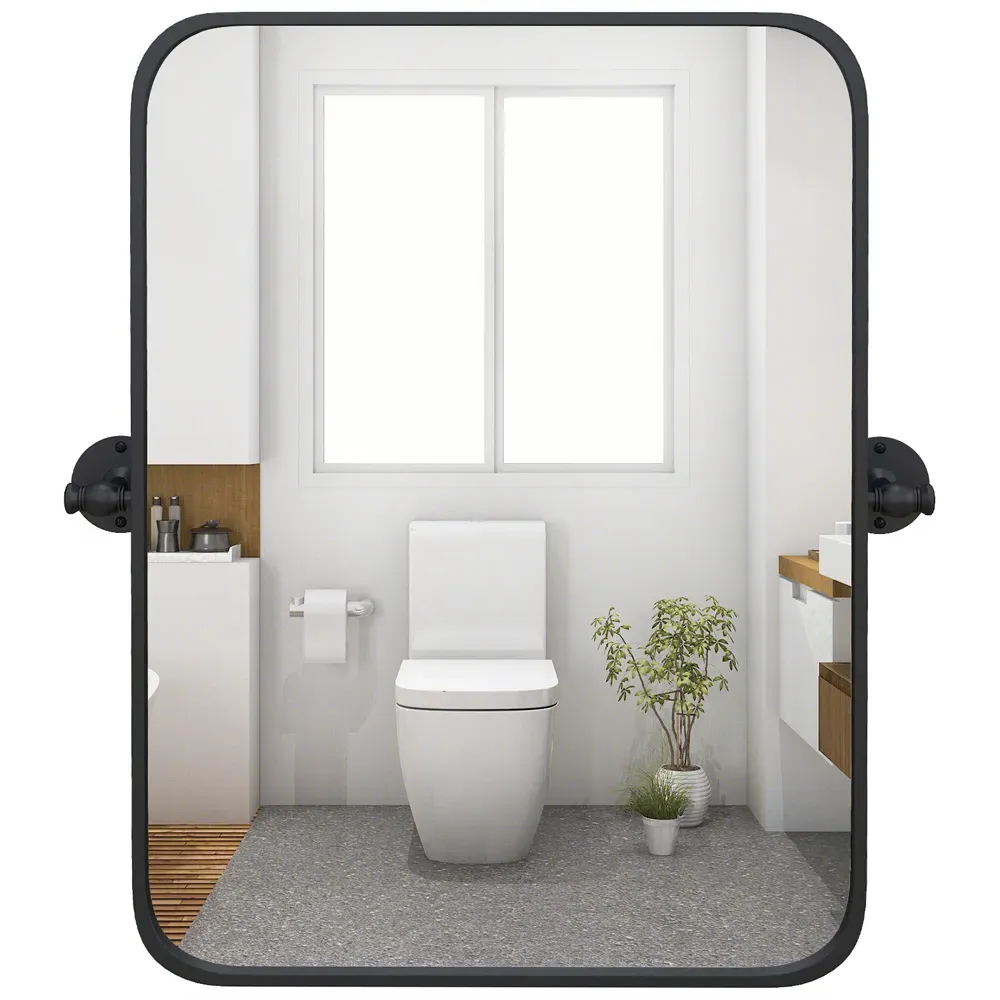 Rectangle Pivot Wall Mounted Mirror - Black, Metal image