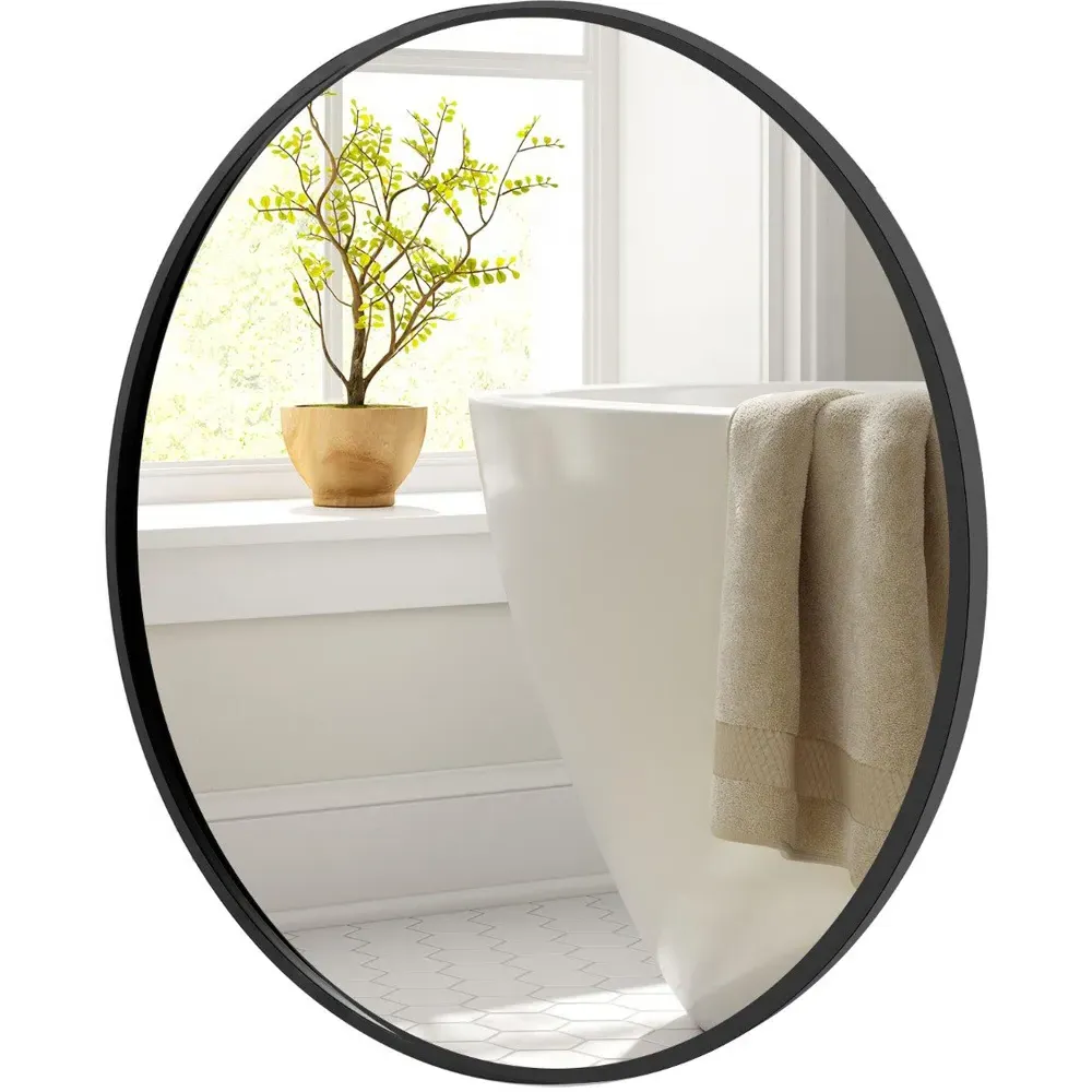 Rectangle Wall Mounted Mirror - Black, Metal