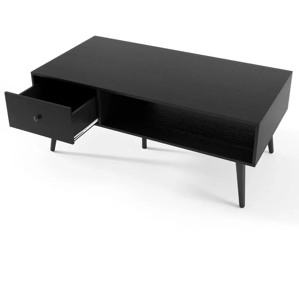 Rectangular Coffee Table with Drawer - Black