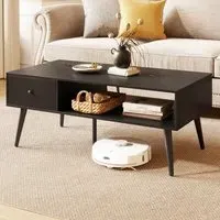 Rectangular Coffee Table with Drawer - Black