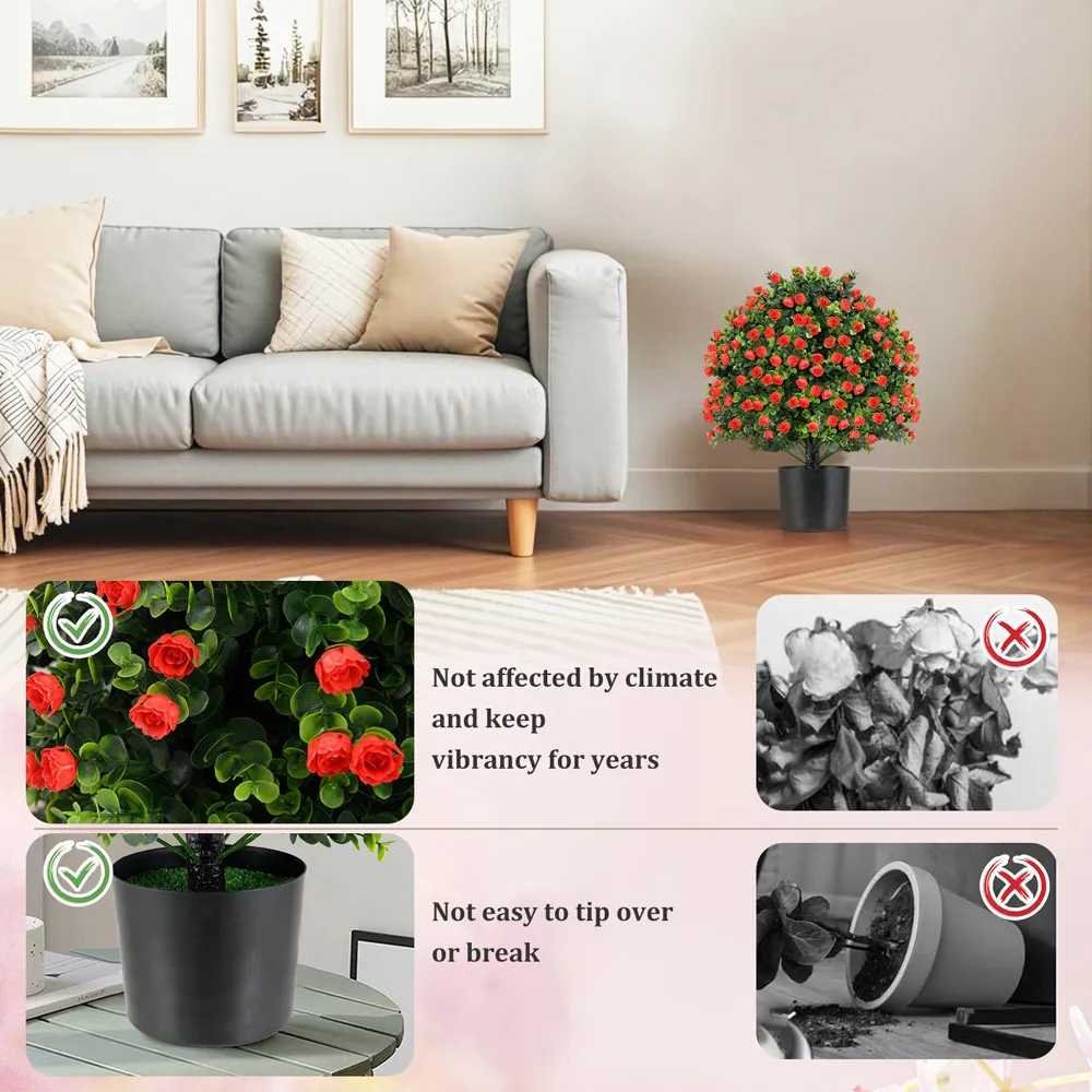 Rose Topiary Ball Tree 2 Pack - Red