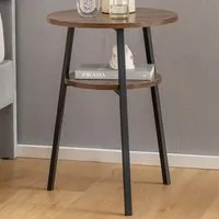 Round 2 Shelf Side Table - Brown