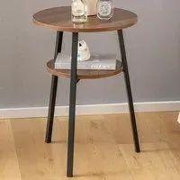 Round 2 Shelf Side Table - Walnut