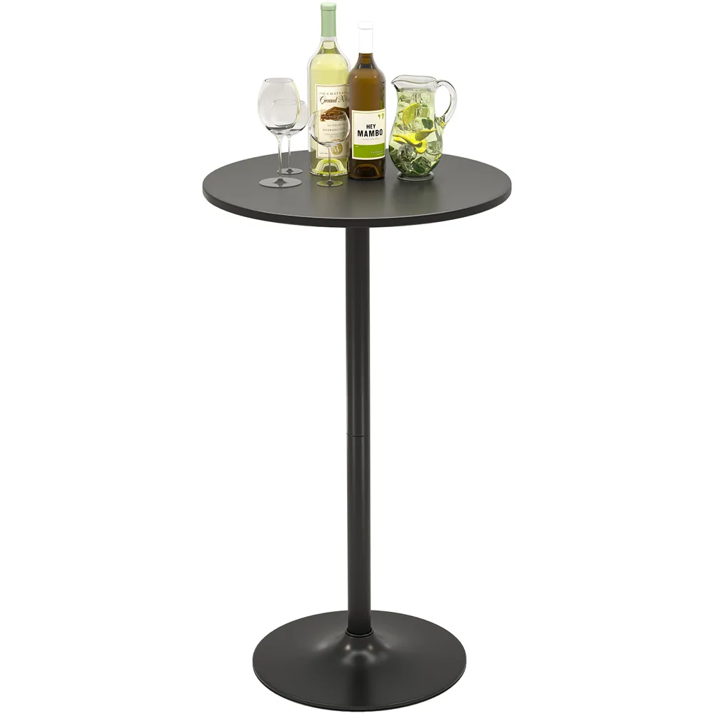 Round Bar Table with Metal Base Set of 2 - Black