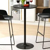 Round Bar Table with Metal Base Set of 2 - Black