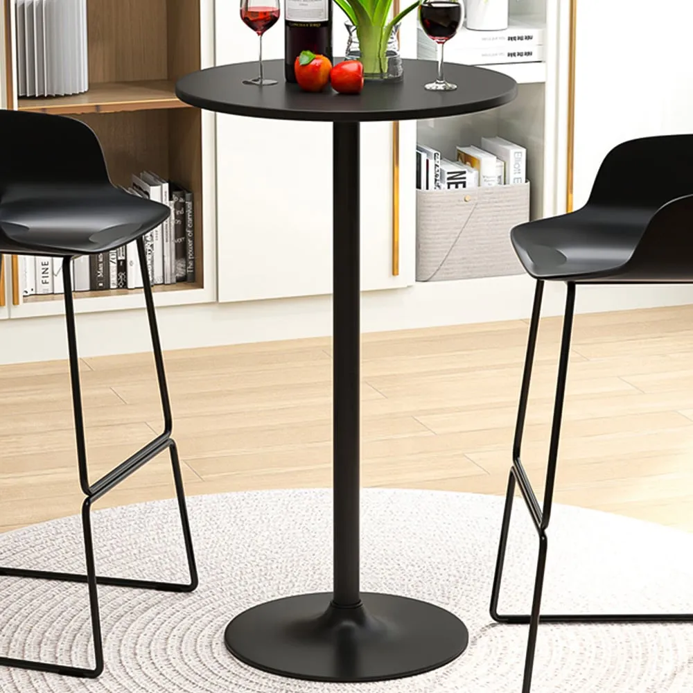 Round Bar Table with Metal Base Set of 2 - Black image