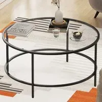 Round Coffee Table - Black, Tempered Glass