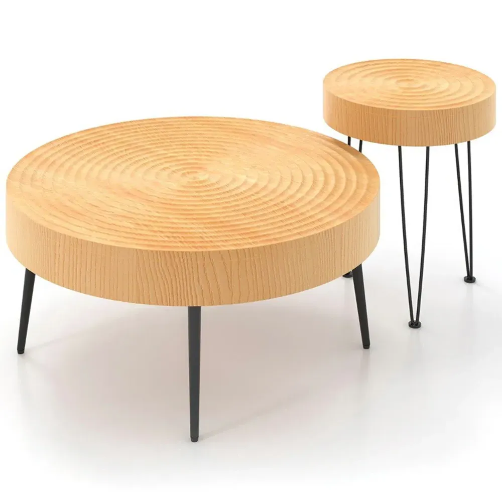 Round Coffee Table Set of 2 - Cream