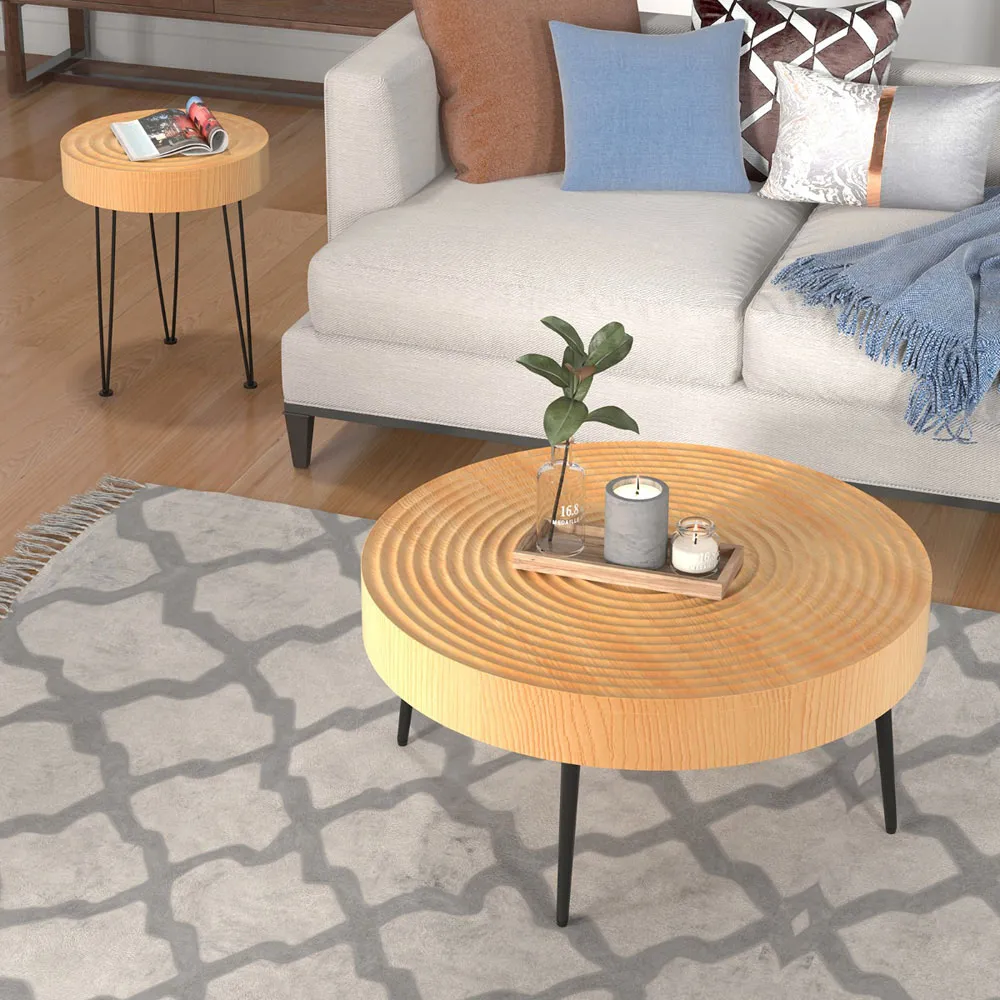 Round Coffee Table Set of 2 - Cream