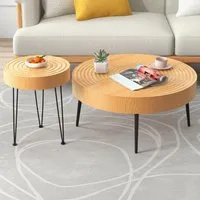Round Coffee Table Set of 2 - Cream