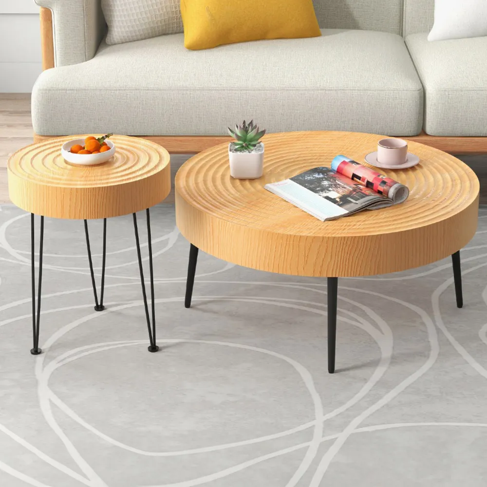 Round Coffee Table Set of 2 - Cream image