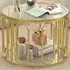 Round Coffee Table with Storage - Gold, Tempered Glass