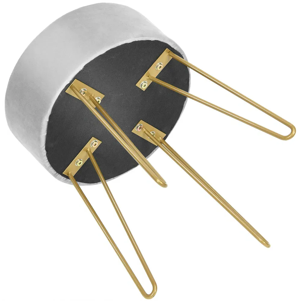 Round Footstool - Grey, Velvet