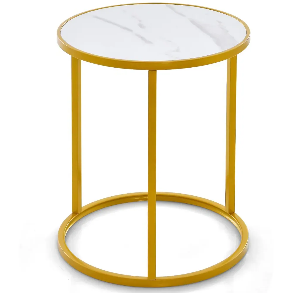 Round Side Table - Gold, Marble