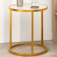 Round Side Table - Gold, Marble
