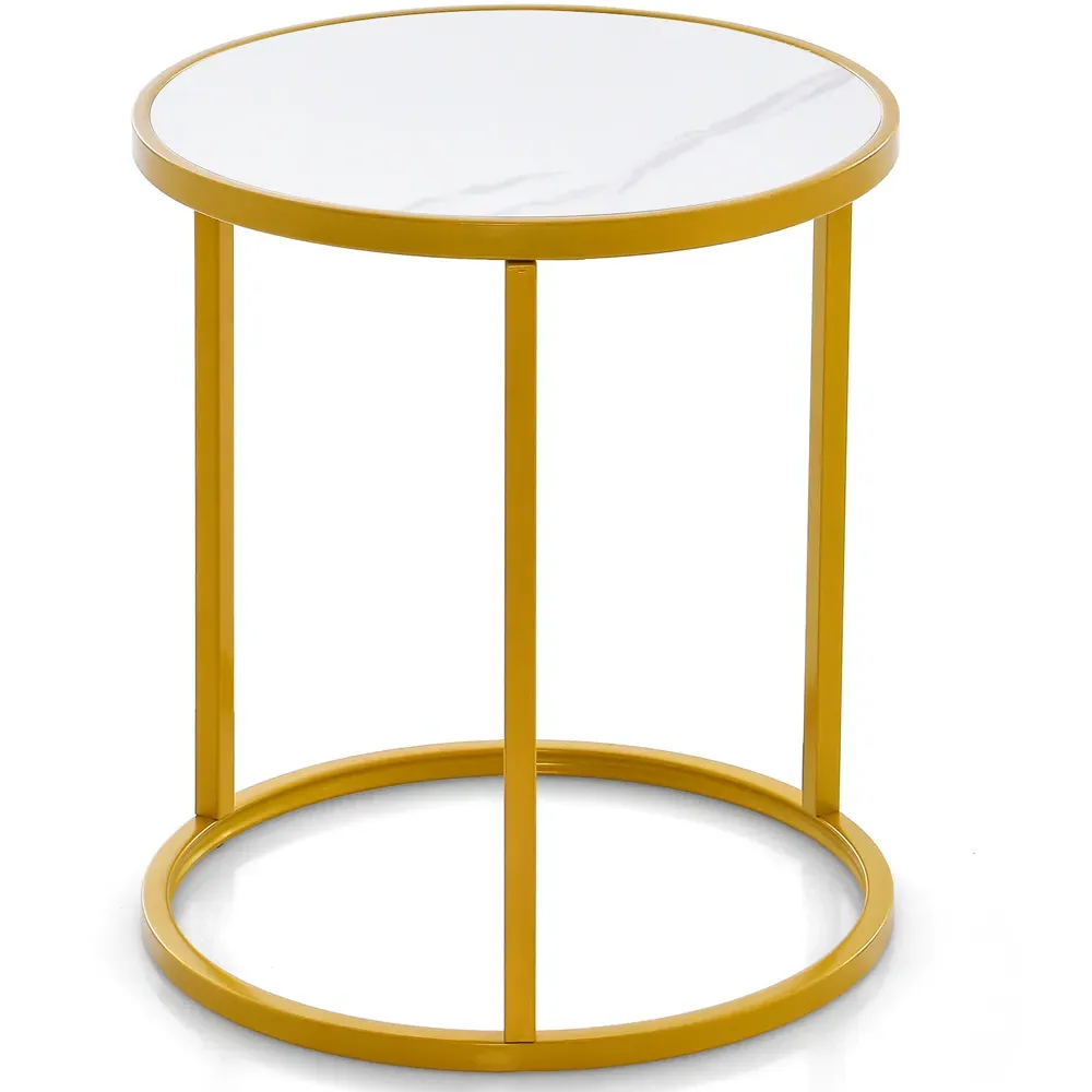 Round Side Table - Gold, Marble