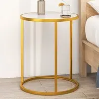 Round Side Table - Gold, Marble