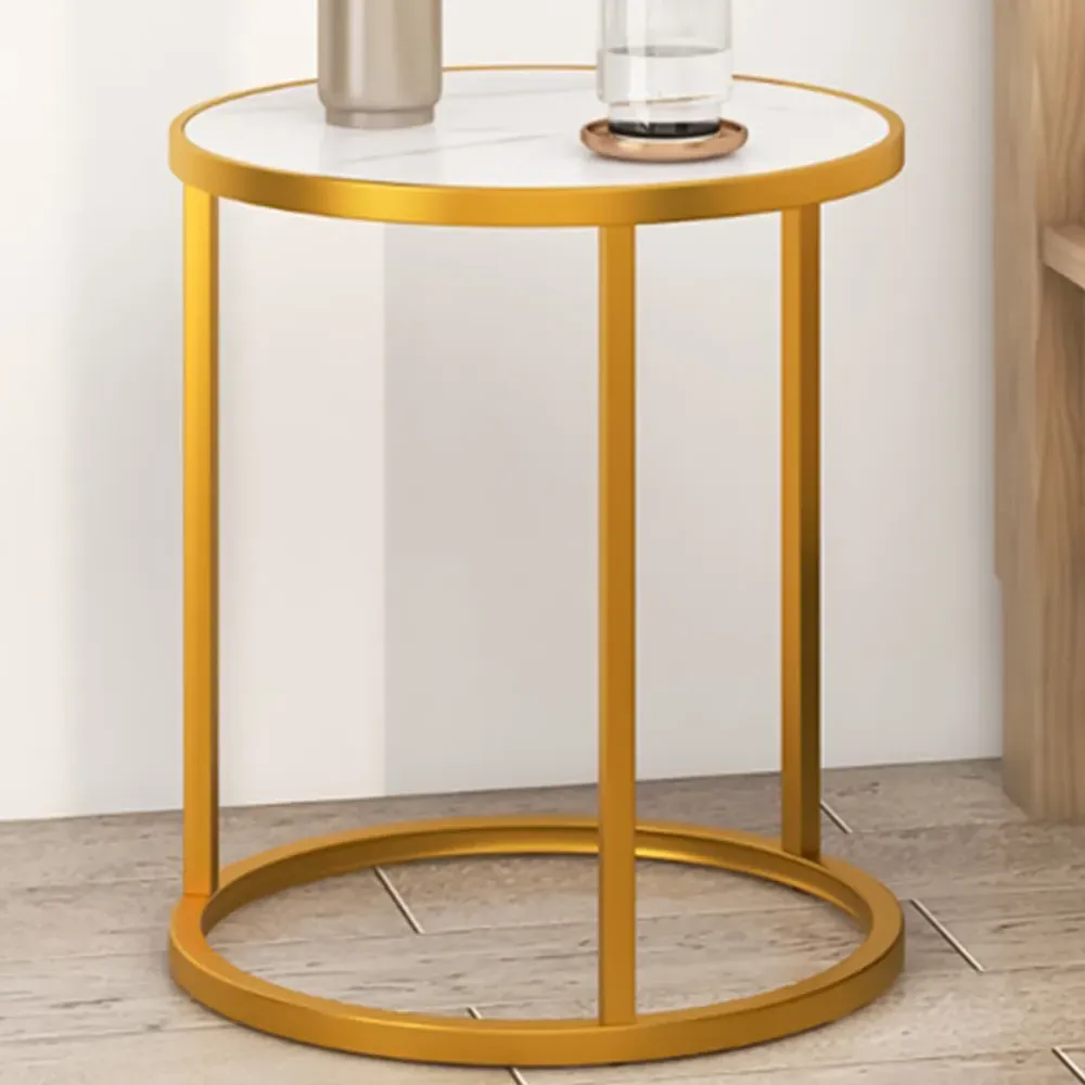 Round Side Table - Gold, Marble