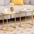 Round Side Table Set of 2 - Gold, Marble