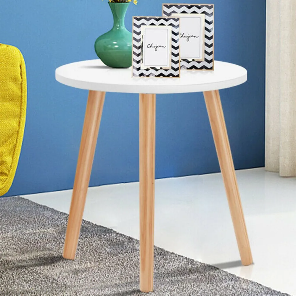 Round Side Table - White, Wood image